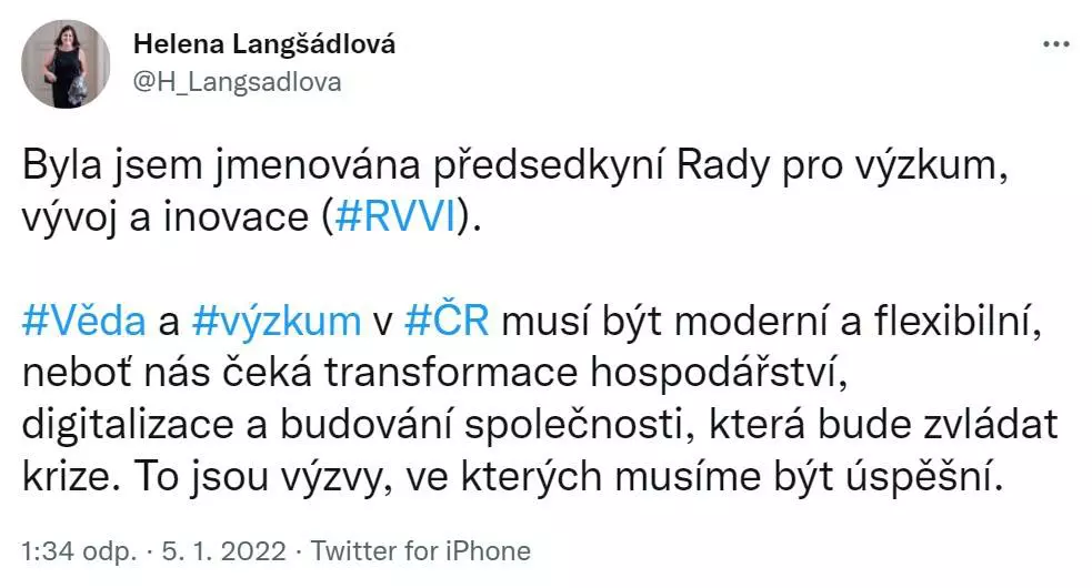 Langšádlová tweet