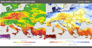 Díky vědcům z CzechGlobe nabízí aplikace Windy.com i předpověď požárního rizika